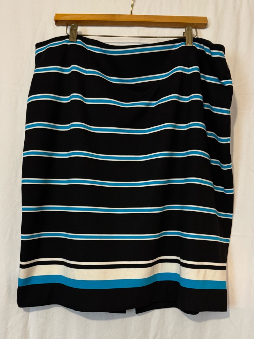 Cato Black, Blue & White Striped Pencil Skirt